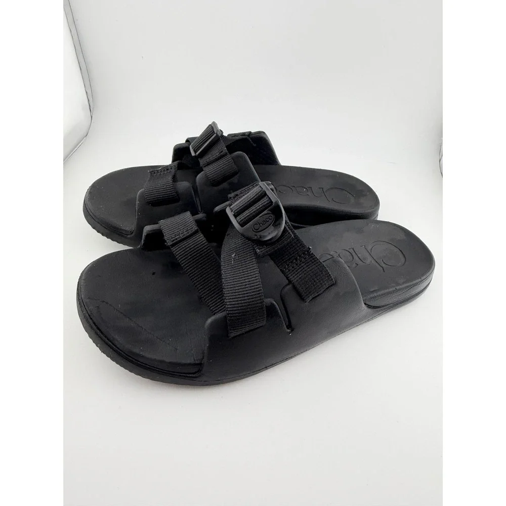 Chaco Chillos Slides Kids Size‎ K4 Black Adjustable Strap Lightweight Sandals